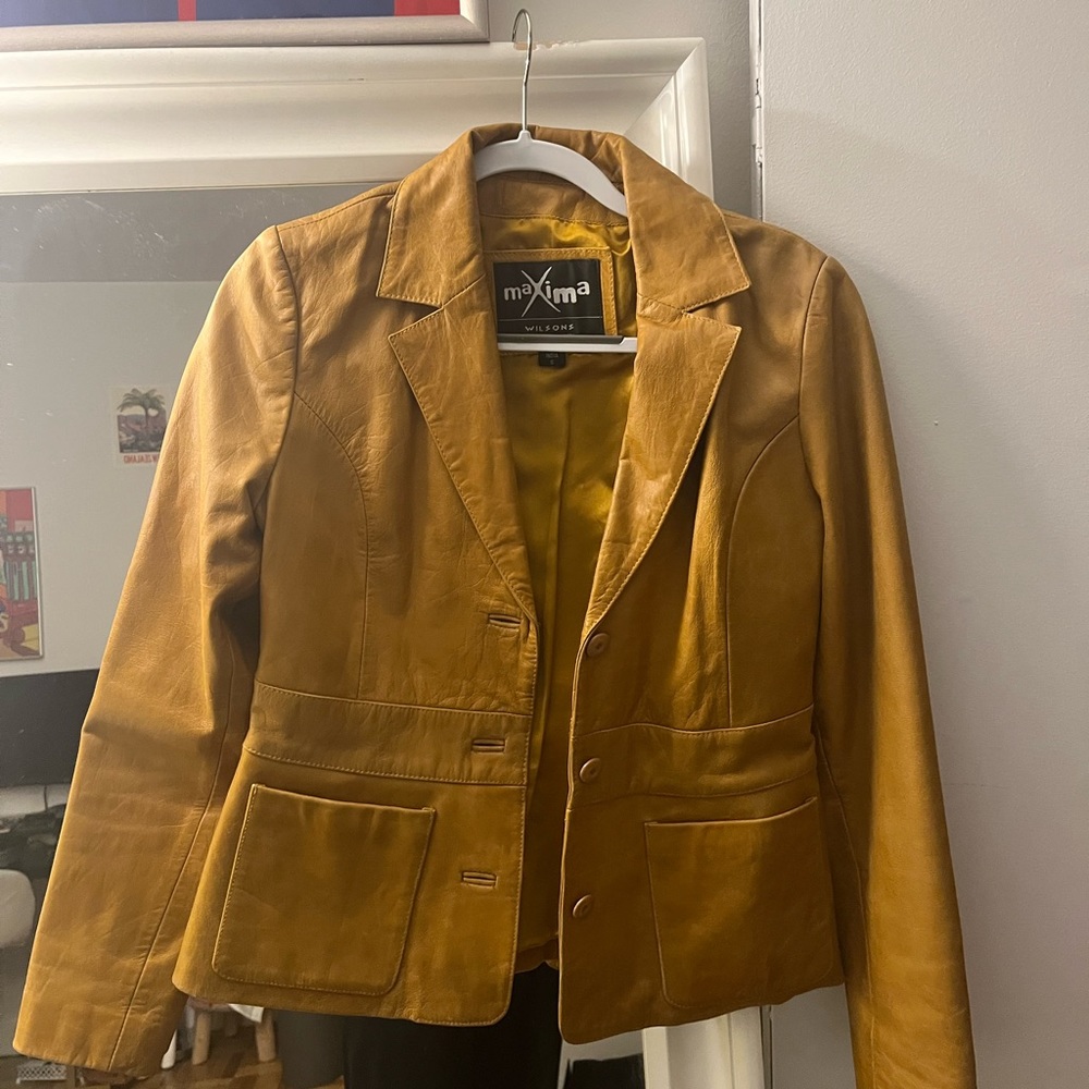 YELLOW LEATHER BLAZER